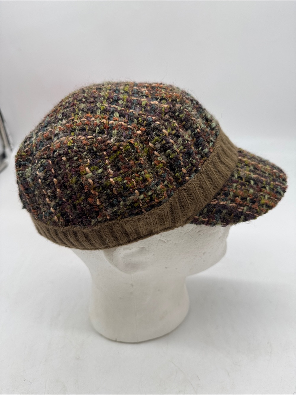 Mudd Multicolor Tweed Knit Cap with Brown Rib Trim